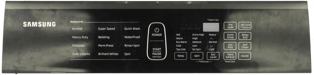 Main image of Samsung Washer DC92-01863A Console Control Panel - Black Overlay