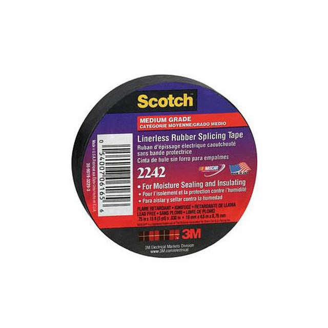 Alt view image 6 of 10 - Tape Elec 3/4In 15Ft 30Mil Epr 3M Wire Terminal Ends 2242 Black EPR 054007061656