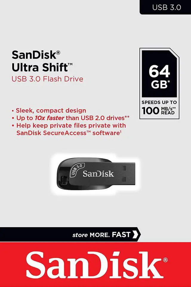 Alt view image 5 of 5 - SanDisk 64GB Ultra Shift USB 3.0 Flash Drive, Speed Up to 100MB/s (SDCZ410-064G-G46)