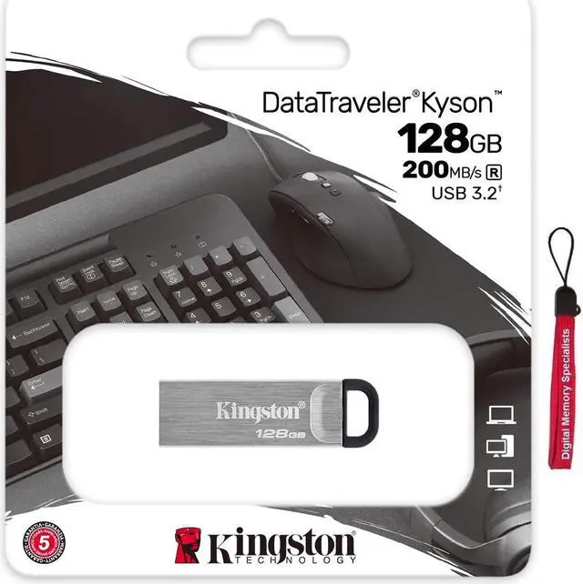 Main image of Kingston 128GB DataTraveler Kyson DTKN 128G USB 3.2 Gen 1 Metal Flash Drive DTKN/128GB with OEM USB Lanyard