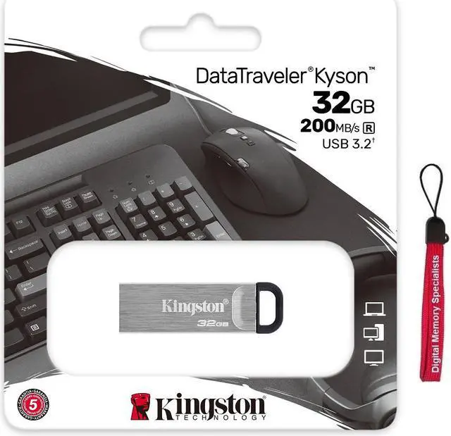 Main image of Kingston 32GB DataTraveler Kyson DTKN 32G USB 3.2 Gen 1 Metal Flash Drive DTKN/32GB with OEM USB Lanyard