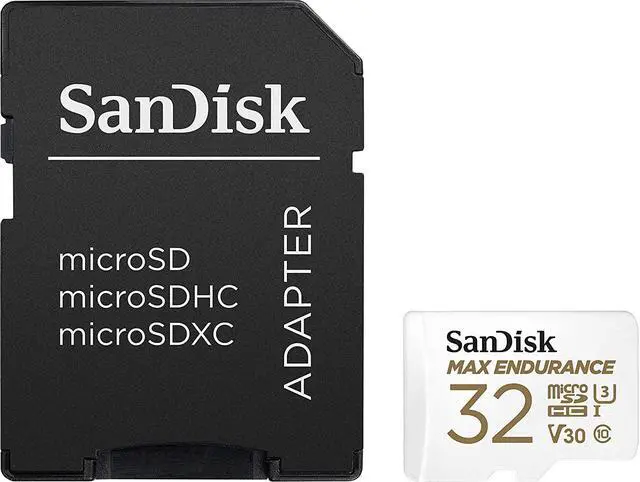 Alt view image 2 of 5 - SanDisk 32GB MAX ENDURANCE 100MB/s microSDHC C10 U3 V30 4K 32G microSD micro SD SDHC Memory Card with Adapter for Home Security Cameras and Dash Cams SDSQQVR-032G-GN6IA with OEM Lanyard