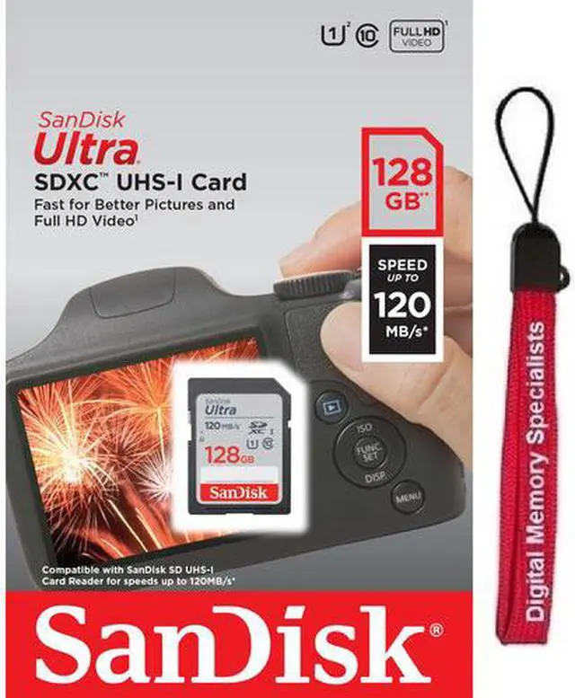 Main image of SanDisk 128GB Ultra SDXC UHS-I 120MB/s C10 U1 Full HD SD 128G Secure Digital Extended Capacity Flash Memory Card SDSDUN4-032G-GN6IN with OEM Lanyard