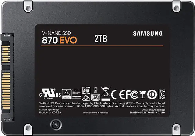 Alt view image 3 of 20 - SAMSUNG 870 EVO Series 2.5" 2TB SATA III V-NAND 2.0 TB Internal Solid State Drive (SSD) MZ-77E2T0BW