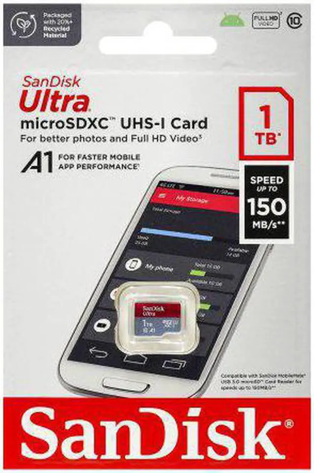 Alt view image 7 of 7 - SanDisk 1TB Ultra microSDXC A1 UHS-I/U1 Class 10 Memory Card with Adapter, Speed Up to 150MB/s (SDSQUAC-1T00-GN6MA)