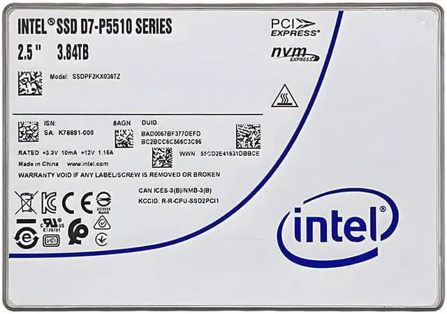 Main image of Intel SSDPF2KX038TZ01 D7-P5510 3.84TB PCIe NVMe 4.0x4 2.5-Inch Solid State Drive