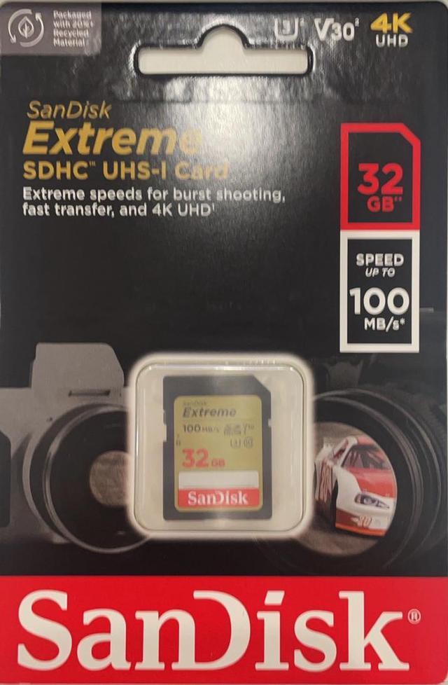 Alt view image 2 of 4 - SanDisk 32GB 32G extreme SDHC 100 MB/s 60 MB/s SDSDXVT-032G-GNCIN Class 10 UHS V30