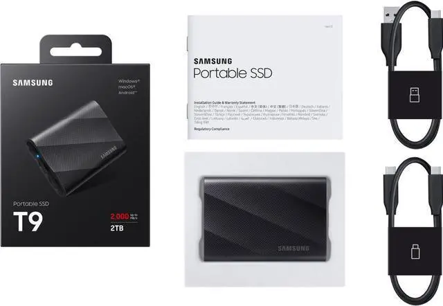 Alt view image 2 of 19 - SAMSUNG T9 Portable SSD 2TB Black, Up-to 2,000MB/s, USB 3.2 Gen2, Ideal use for Gaming, Students and Professionals, External Solid State Drive MU-PG2T0B