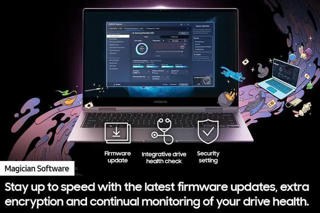 Alt view image 7 of 19 - SAMSUNG T9 Portable SSD 2TB Black, Up-to 2,000MB/s, USB 3.2 Gen2, Ideal use for Gaming, Students and Professionals, External Solid State Drive MU-PG2T0B