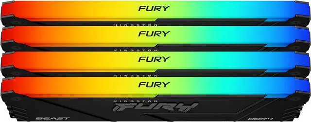 Alt view image 2 of 6 - Kingston FURY Beast 3600 128GB (4x32GB) 3600MT/s DDR4 CL18 Desktop Memory Kit of 4, Intel XMP, AMD Ryzen, Plug and Play, RGB Infrared Syncing KF436C18BB2AK4/128