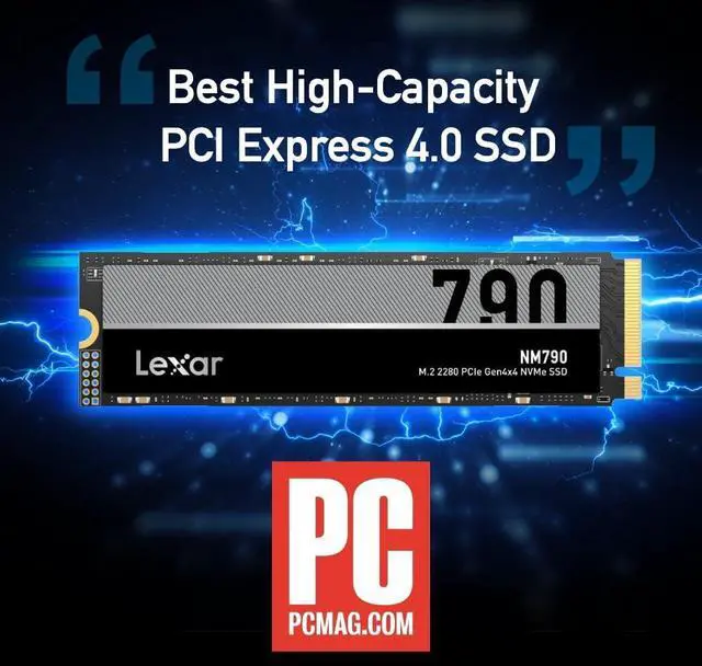 Alt view image 3 of 15 - Lexar 1TB NM790 SSD PCIe Gen4 NVMe M.2 2280 Internal Solid State Drive, Up to 7400/6500 MB/s Read/Write, Compatible with PS5, for Gamers and Creators, Black (LNM790X001T-RNNNU)