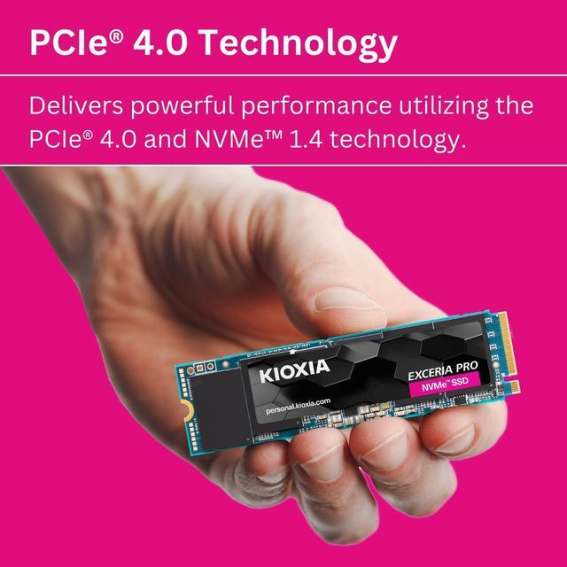 Alt view image 6 of 7 - Kioxia LSE10Z001TG8 Exceria Pro NVME M.2 1TB SSD, PCIe 4.0 x4, Up to 7300MB/s Read Speed