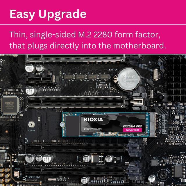 Alt view image 5 of 7 - Kioxia LSE10Z001TG8 Exceria Pro NVME M.2 1TB SSD, PCIe 4.0 x4, Up to 7300MB/s Read Speed