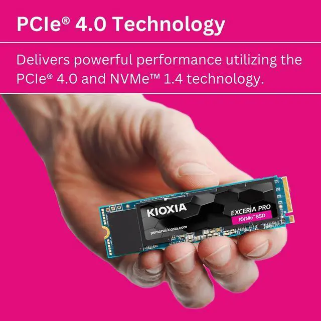 Alt view image 6 of 7 - Kioxia LSE10Z002TG8 Exceria Pro NVME M.2 2TB SSD, PCIe 4.0 x4, Up to 7300MB/s Read Speed