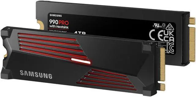 Alt view image 3 of 7 - SAMSUNG 990 PRO w/ Heatsink Gaming Package M.2 2280 4TB PCI-Express Gen 4.0 x4, NVMe 2.0 V7 V-NAND 3bit MLC Internal Solid State Drive (SSD) MZ-V9P4T0GW