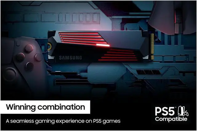 Alt view image 7 of 14 - SAMSUNG 990 PRO w/ Heatsink Gaming Package M.2 2280 2TB PCI-Express Gen 4.0 x4, NVMe 2.0 V7 V-NAND 3bit MLC Internal Solid State Drive (SSD) MZ-V9P2T0GW