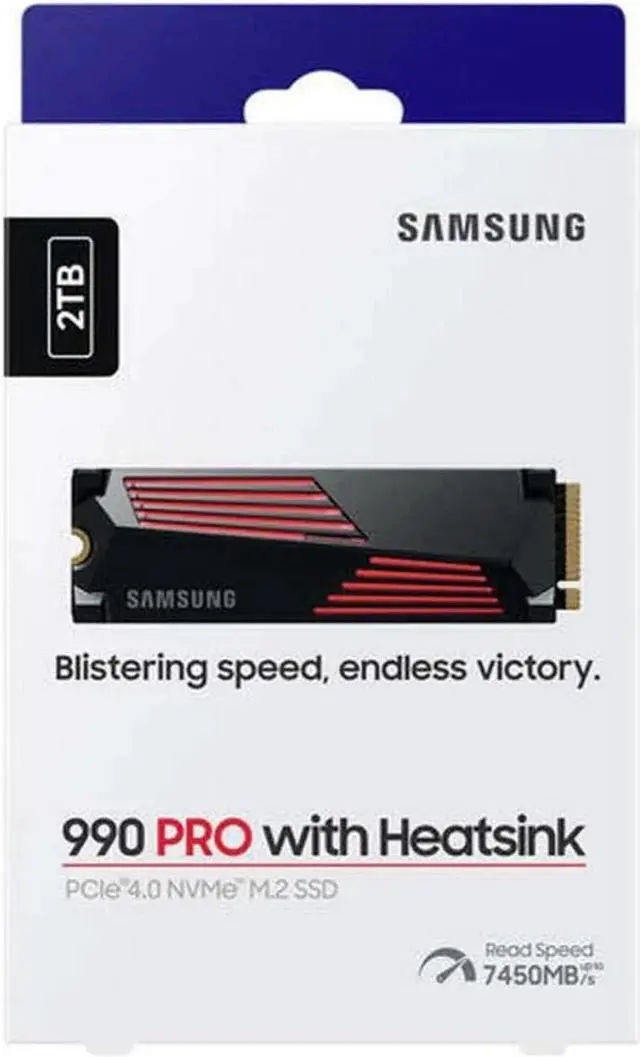 Alt view image 4 of 14 - SAMSUNG 990 PRO w/ Heatsink Gaming Package M.2 2280 2TB PCI-Express Gen 4.0 x4, NVMe 2.0 V7 V-NAND 3bit MLC Internal Solid State Drive (SSD) MZ-V9P2T0GW