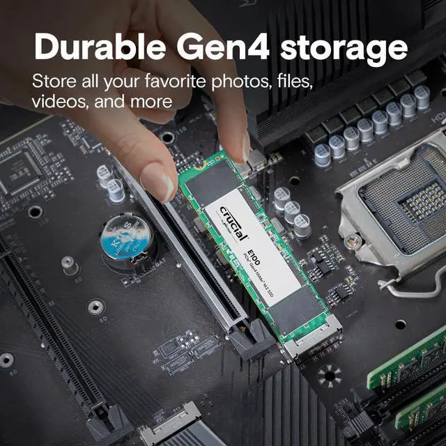 Alt view image 4 of 5 - Crucial E100 480GB PCIe 4.0 Gen4 2280 NVMe M.2 Internal SSD CT480E100SSD8