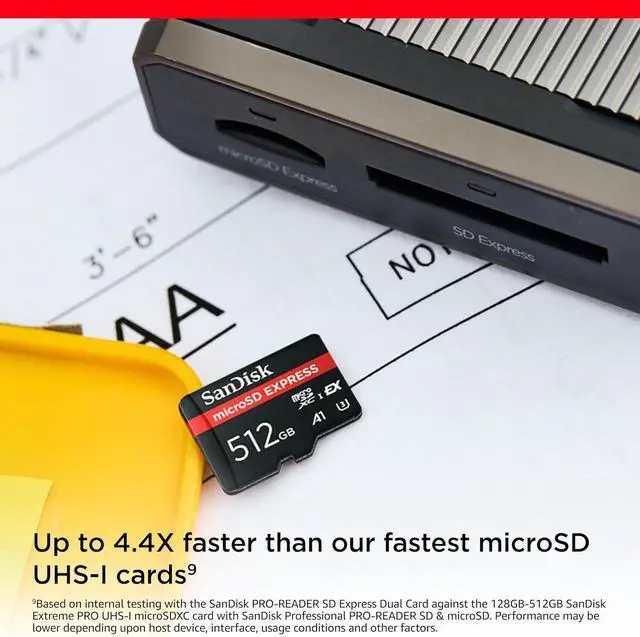 Alt view image 6 of 7 - SanDisk 512GB microSD Express Card microSDXC micro SDXC 512G - Works with Nintendo-Switch 2, Up to 880MB/s Read, Up to 650MB/s Write, 210MB/s Sustained Write, U3, C10 with Adapter - SDSQXFN-512G-GN4NN