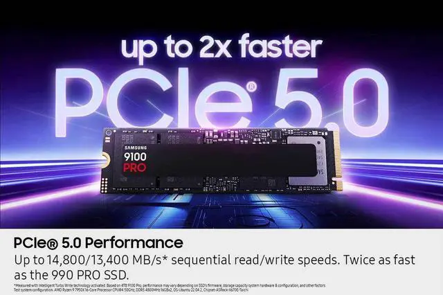 Alt view image 6 of 7 - SAMSUNG 9100 PRO M.2 2280 8TB PCI-Express 5.0 x4 Samsung V NAND TLC (V8) Internal Solid State Drive (SSD) MZ-VAP8T0BW