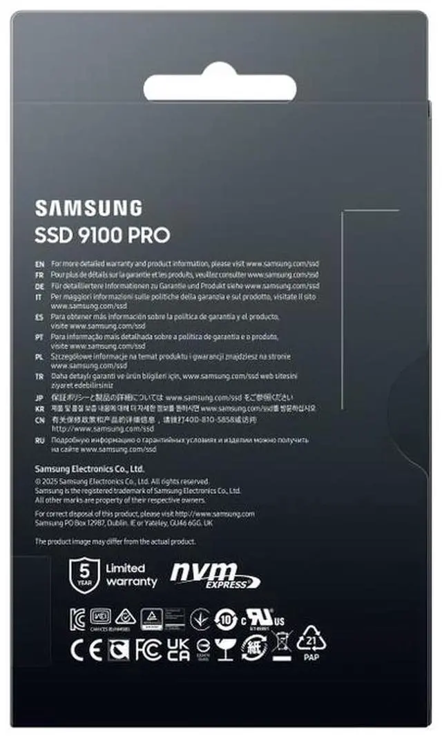 Alt view image 4 of 7 - SAMSUNG 9100 PRO M.2 2280 8TB PCI-Express 5.0 x4 Samsung V NAND TLC (V8) Internal Solid State Drive (SSD) MZ-VAP8T0BW