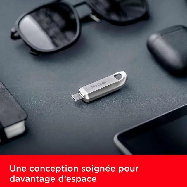 Alt view image 5 of 7 - SanDisk 64GB Ultra Luxe USB Type-C Flash Drive - Up to 300MB/s, USB 3.2 Gen 1, Premium Metal Design - SDCZ75-64G-G46 with OEM USB Lanyard