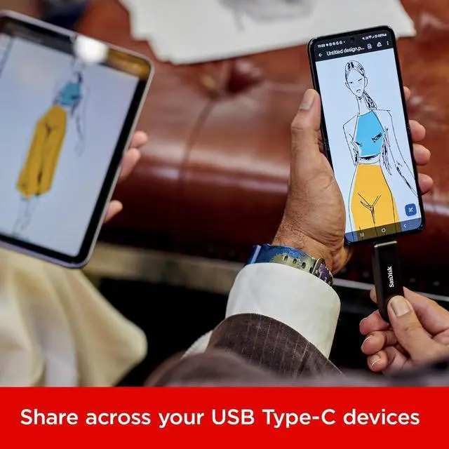 Alt view image 2 of 7 - SanDisk 1TB Extreme PRO Flash Drive with USB-C - Up to 1000MB/s Read speeds and 900MB/s Write speeds - for Laptops, Computers and Tablets - High-Performance USB Type-C, Black - SDCZ890-1T00-G46