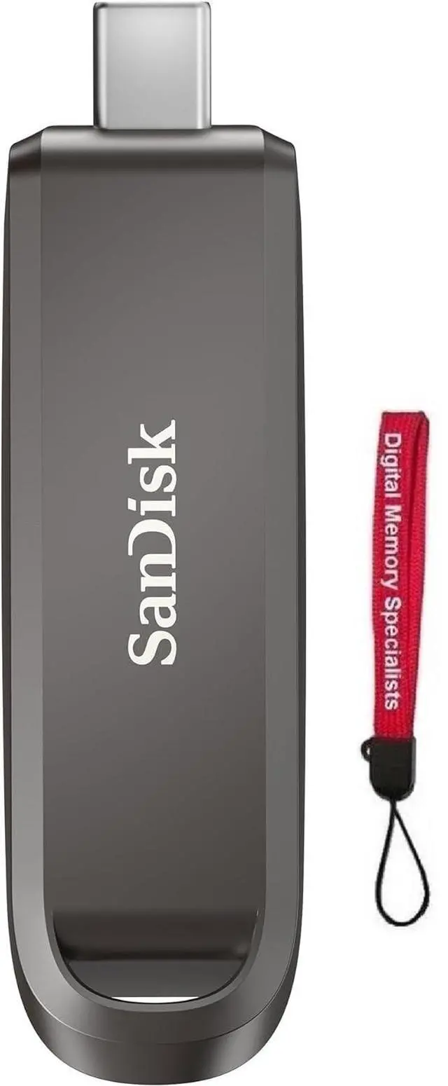 Main image of SanDisk 1TB Extreme PRO Flash Drive with USB-C, Up to 1000MB/s Read and 900MB/s Write speeds, for Laptops, Computers and Tablets, USB Type-C, Black, SDCZ890-1T00-G46 with OEM USB Lanyard