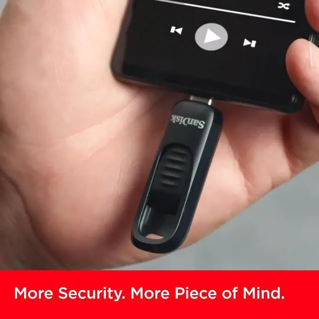Alt view image 4 of 6 - SanDisk 512GB Ultra Slider USB Type-C Flash Drive - Up to 400MB/s, USB 3.2 Gen 1, Retractable Connector - SDCZ480-512G-G46 with OEM USB Lanyard