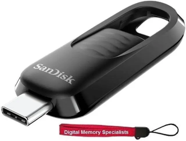 Main image of SanDisk 512GB Ultra Slider USB Type-C Flash Drive - Up to 400MB/s, USB 3.2 Gen 1, Retractable Connector - SDCZ480-512G-G46 with OEM USB Lanyard