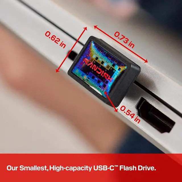 Alt view image 5 of 7 - SANDISK Extreme Fit USB-C Flash Drive, up to 400MB/s read speeds, plug-and-stay storage, 256GB, SDCZ530-256G