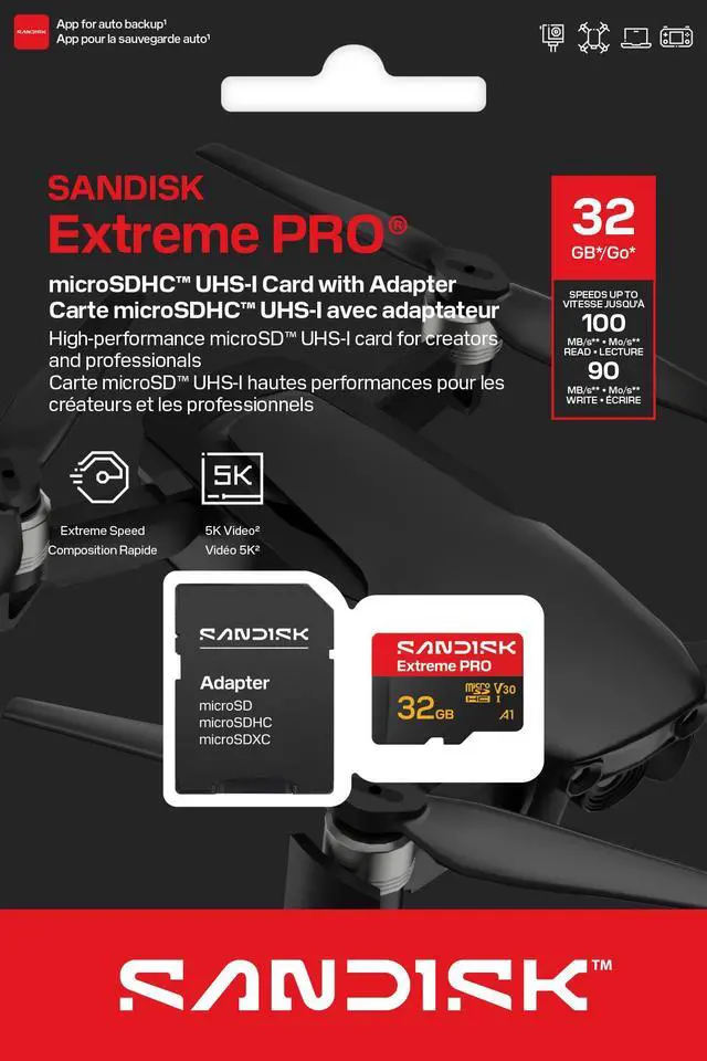 Alt view image 2 of 2 - SanDisk 32GB Extreme PRO microSD A1 microSDHC UHS-I U3 C10 A1 V30, up to 100MB/s for 4K UHD Video Memory Card + Adapter SDSQXCO-032G-GS6MA
