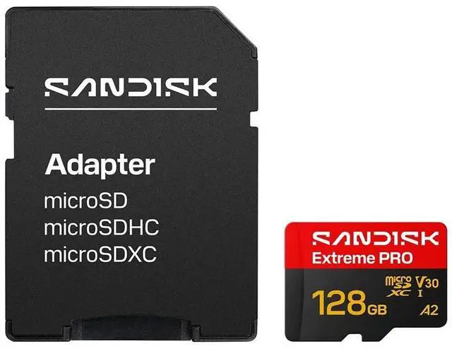Alt view image 3 of 5 - SanDisk 128GB Extreme PRO microSD A2 microSDXC UHS-I U3 C10 A2 V30, up to 250MB/s for 4K UHD Video Memory Card + Adapter SDSQXCJ-128G-GS6MA