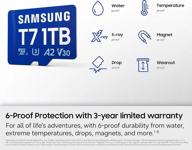 Alt view image 4 of 7 - Samsung microSDXC T7 512GB, Up to 170 MB/s, UHS-I U3 4K A2 V30 microSD for Casual Gamers, Amateur Creators, & Everyday Users MB-MB512T with Adapter