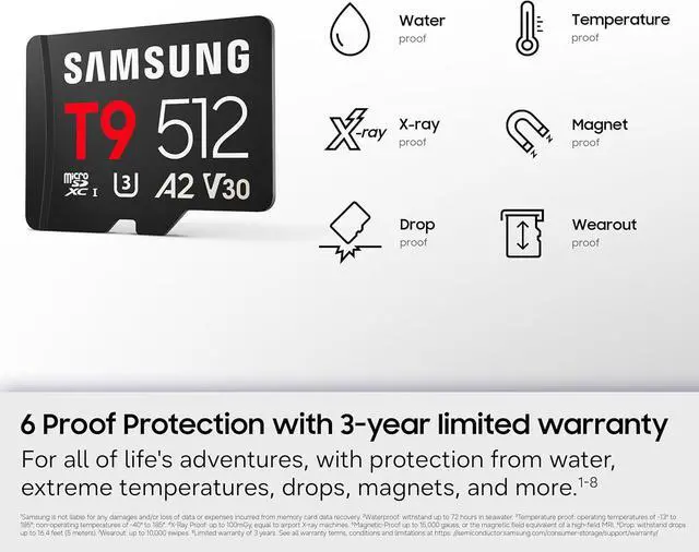 Alt view image 3 of 7 - Samsung microSDXC T9 256GB, Up to 200 MB/s, UHS-I U3 4K A2 V30 microSD for Avid Gamers & Professional Creators MB-MH256T with Adapter