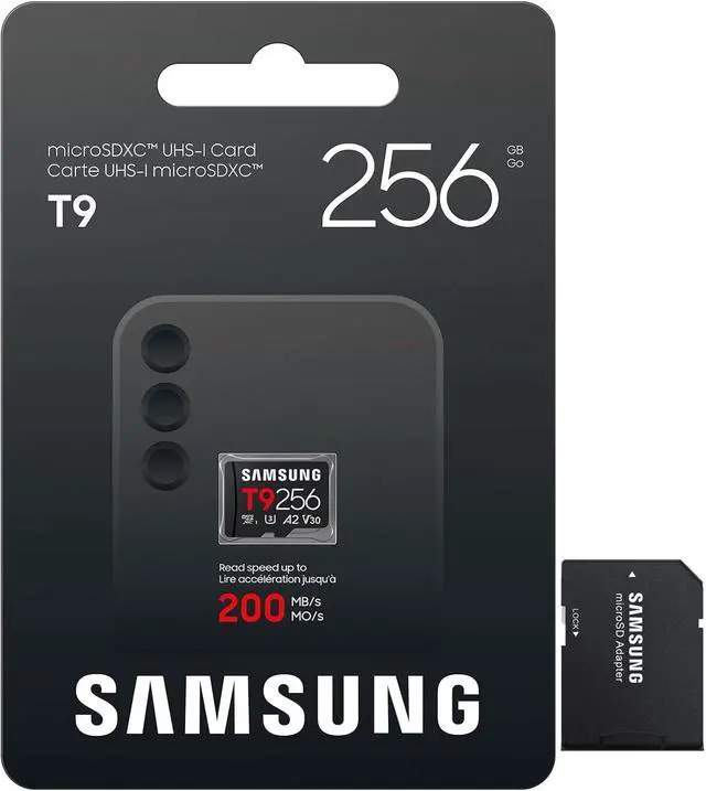 Main image of Samsung microSDXC T9 256GB, Up to 200 MB/s, UHS-I U3 4K A2 V30 microSD for Avid Gamers & Professional Creators MB-MH256T with Adapter