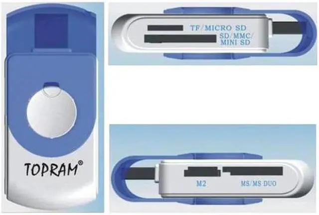 Alt view image 2 of 2 - TOPRAM USB 2.0 micro SD SDHC SDXC High Speed Multi Function Card Reader R5, support Samsung Kingston SanDisk 4GB 8GB 16GB 32GB 64GB capacity - OEM