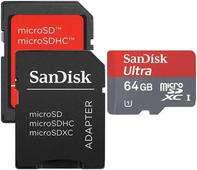 Main image of SanDisk 64GB microSDXC 64G microSD microSDHC micro SD SDHC SDXC Card Mobile Ultra Class 10 UHS-I 30MB/s in OEM bulk package with 2 Adapters (Black and Red)