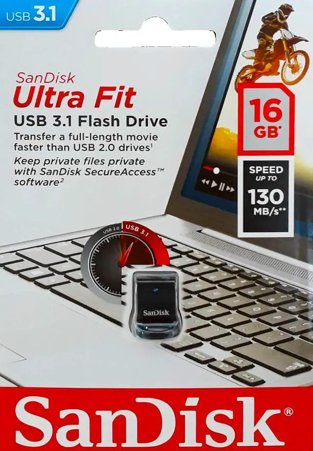 Alt view image 3 of 8 - SanDisk 16GB USB 3.1 16G SDCZ430 CZ430 Ultra Fit 130MB/s SDCZ430-016G Flash Pen Drive with Lanyard