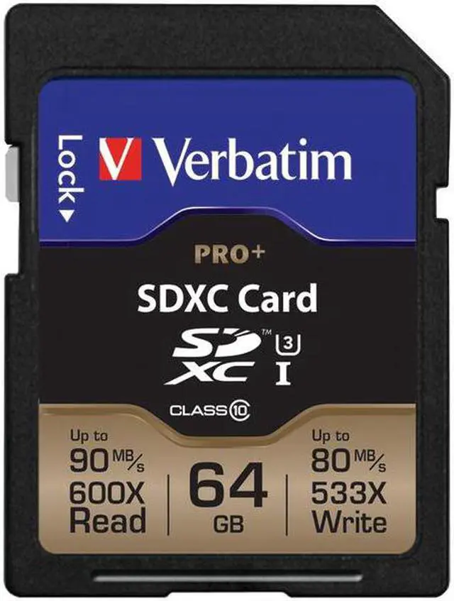 Alt view image 3 of 19 - Verbatim Memory Card SDXC 90MB/s Read Speed 64GB BK/GD 49197