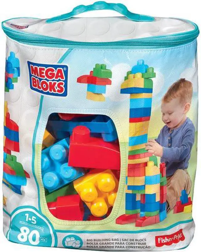 Alt view image 8 of 20 - Mega Bloks Big Building Bag, 80-Piece Classic