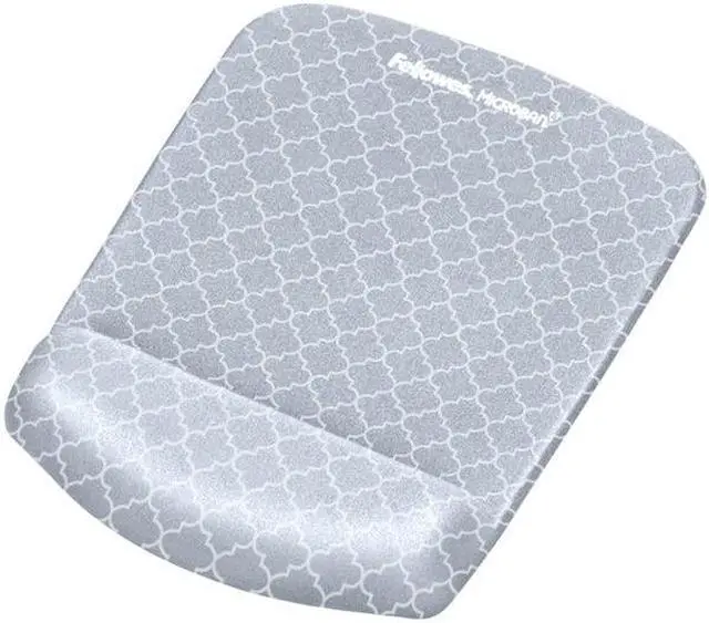 Main image of Fellowes 9549701 PlushTouch Mouse Pad Wrist Rest with Microban - Gray Lattice