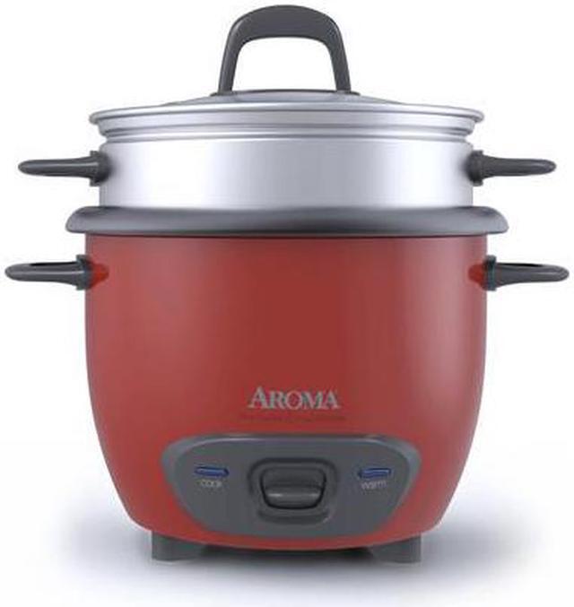 Alt view image 6 of 12 - AROMA ARC-743-1NGR 3 Cups (Uncooked)/6 Cups (Cooked) Pot-Style Rice Cooker and Food Steamer, Red
