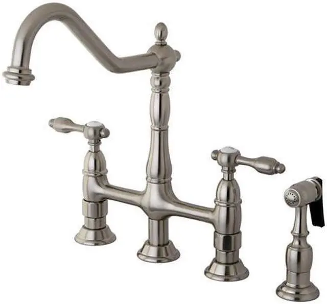 Main image of Kingston Brass KS1278TALBS Tudor 8" Center Kitchen Faucet With Brass Sprayer