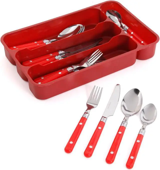 Main image of Gibson Casual Living 24pc Flatware Set-Red