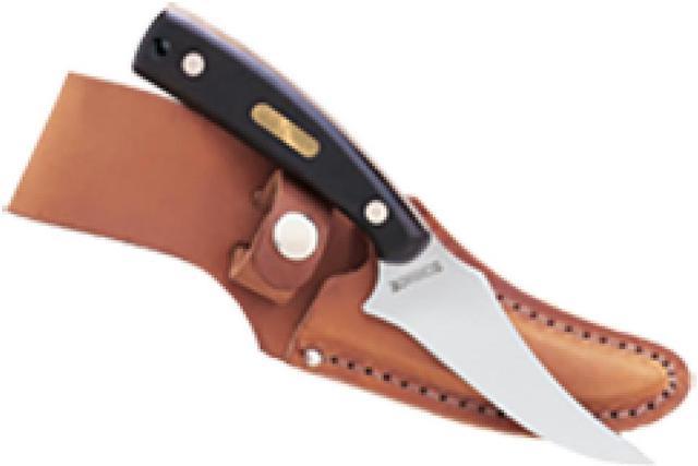 Schrade SCDAM1 Fixed Blade Knife with Damascus Bolster and Mirror Polish  Blade and Leather Sheath 