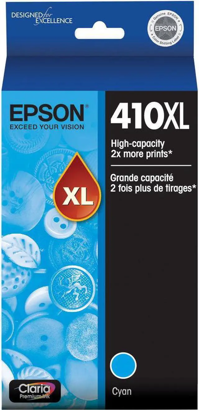Alt view image 5 of 15 - Epson T410 Claria Premium High Capacity Cyan Ink Cartridge #T410X220S