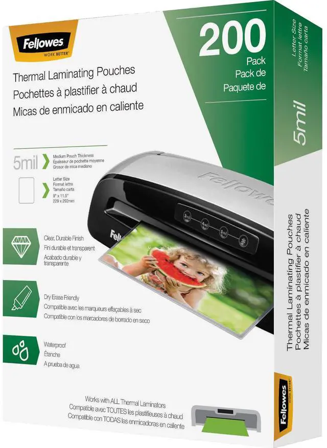 Alt view image 10 of 20 - Fellowes Laminating Pouches Letter Size Hot Pouch 9 x 11.5 5 mil 200 pack 5743601