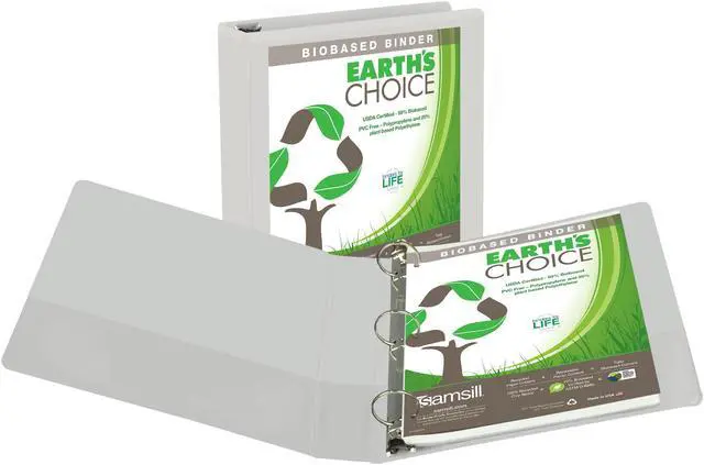 Alt view image 8 of 11 - Samsill I08957 Earth's Choice Biobased View Binder, 3 Ring Binder, 1.5 Inch, Round Ring, Customizable, White, 4 Pack