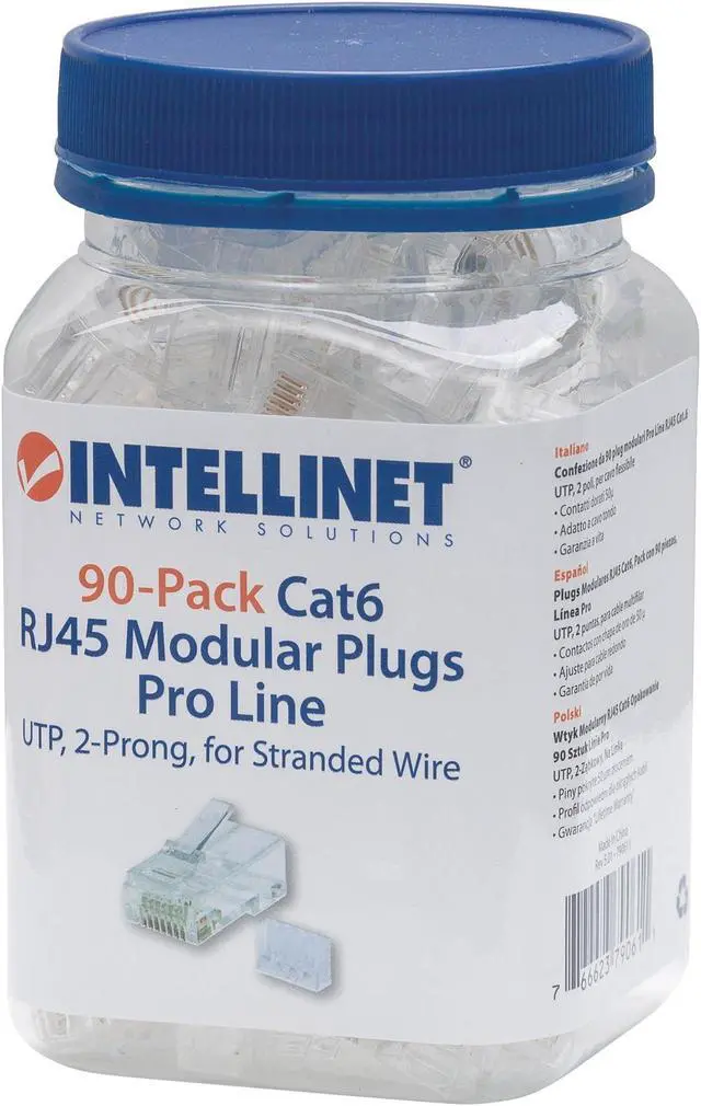 Alt view image 5 of 8 - INTELLINET 790611 CAT-6 2-Prong Mod Plugs, 90 pk